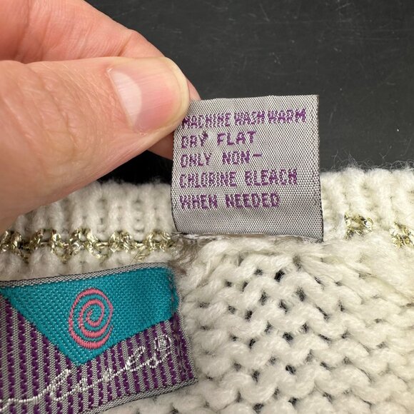 Vintage Ugly Christmas Sweater Knit 1980s Korea Tree Fireplace Kitschy Small - Picture 6 of 10